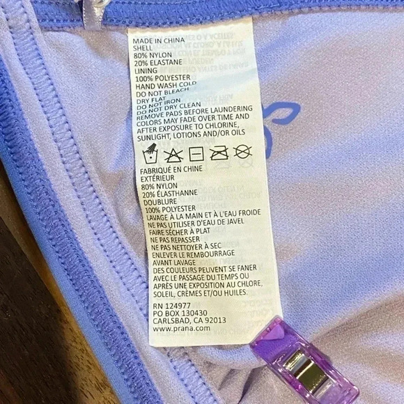 Prana Lahari halter bikini top, periwinkle, XL - Picture 4 of 5